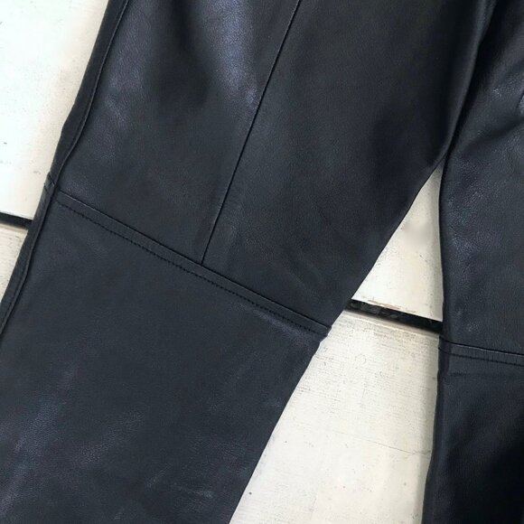 Women's Genuine Black Leather Pants Slacks - Picture 6 of 8